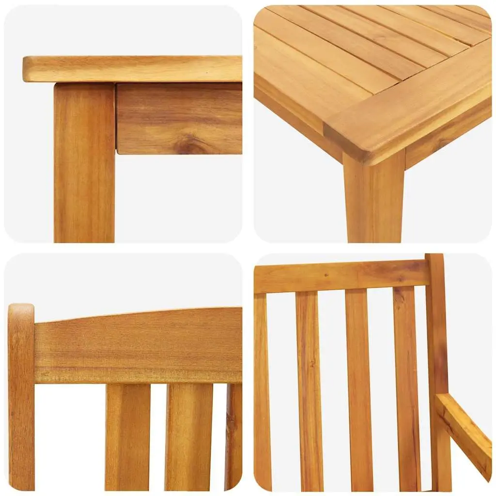 Garden Dining Set 5 Piece Outdoor Furniture Brown Solid Acacia Wood Table Chairs
