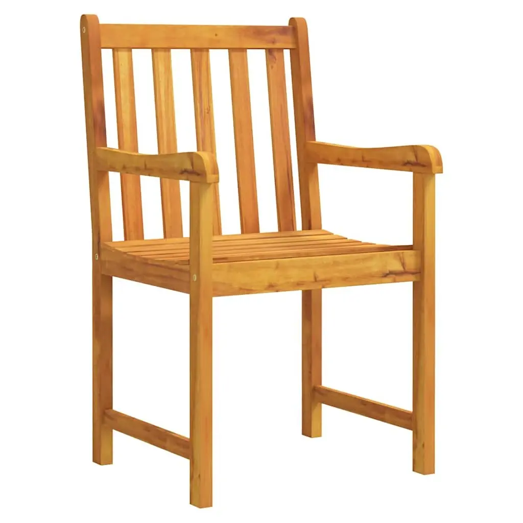 Garden Dining Set 5 Piece Outdoor Furniture Brown Solid Acacia Wood Table Chairs