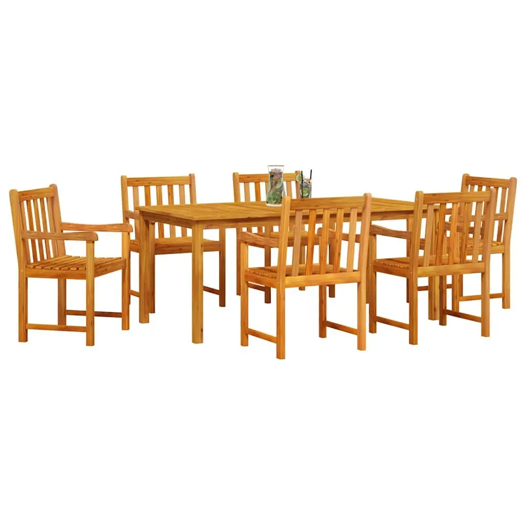 Garden Dining Set 7 Pieces Brown Solid Acacia Wood Outdoor Furniture Table