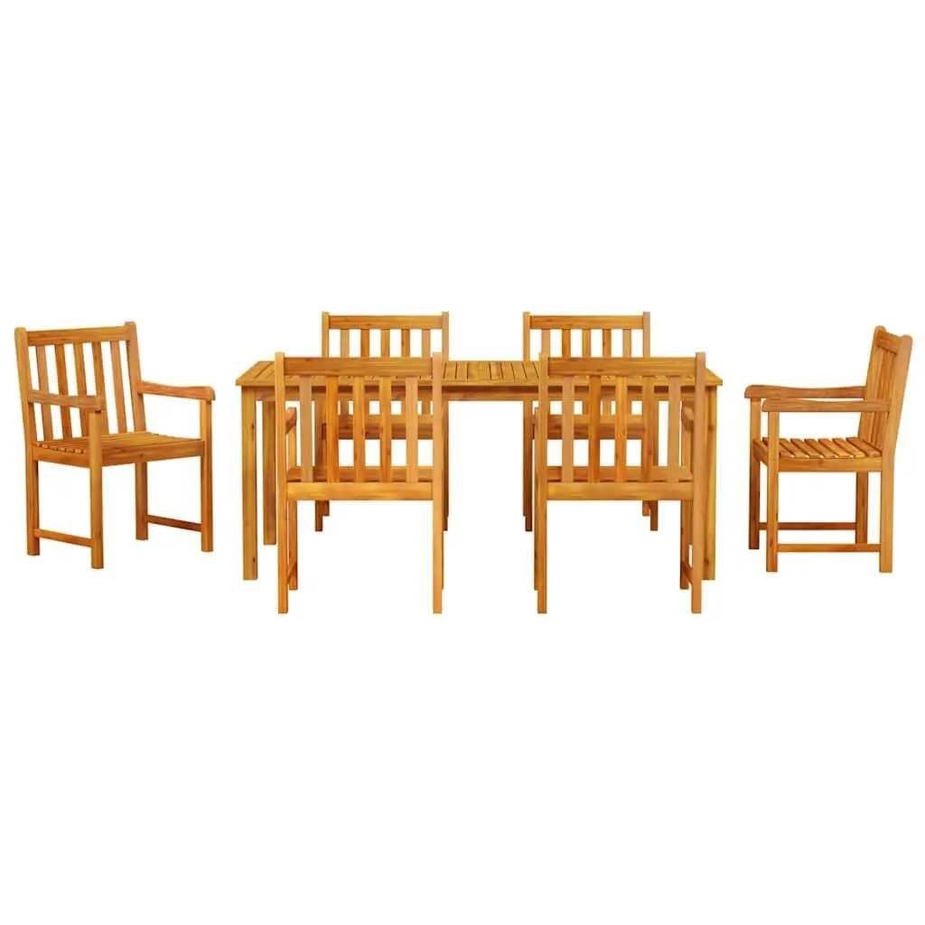 Garden Dining Set 7 Pieces Brown Solid Acacia Wood Outdoor Furniture Table