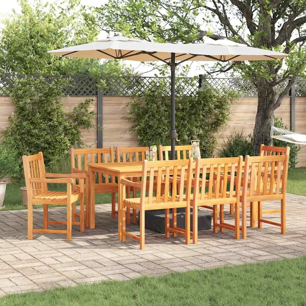 9-Piece Acacia Wood Dining Set for Outdoors