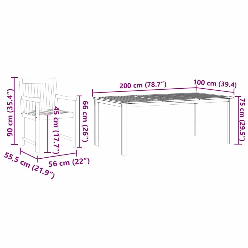 9-Piece Acacia Wood Dining Set for Outdoors