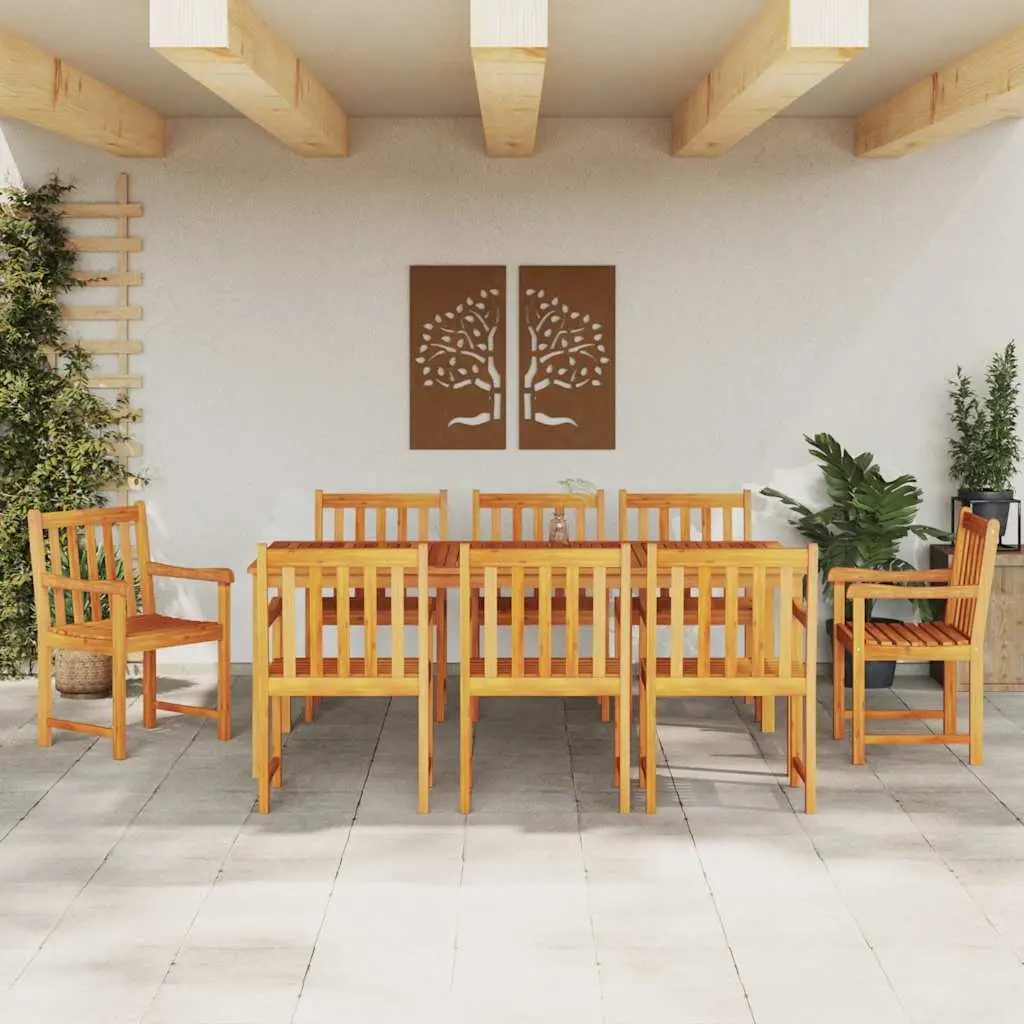 9-Piece Acacia Wood Dining Set for Outdoors