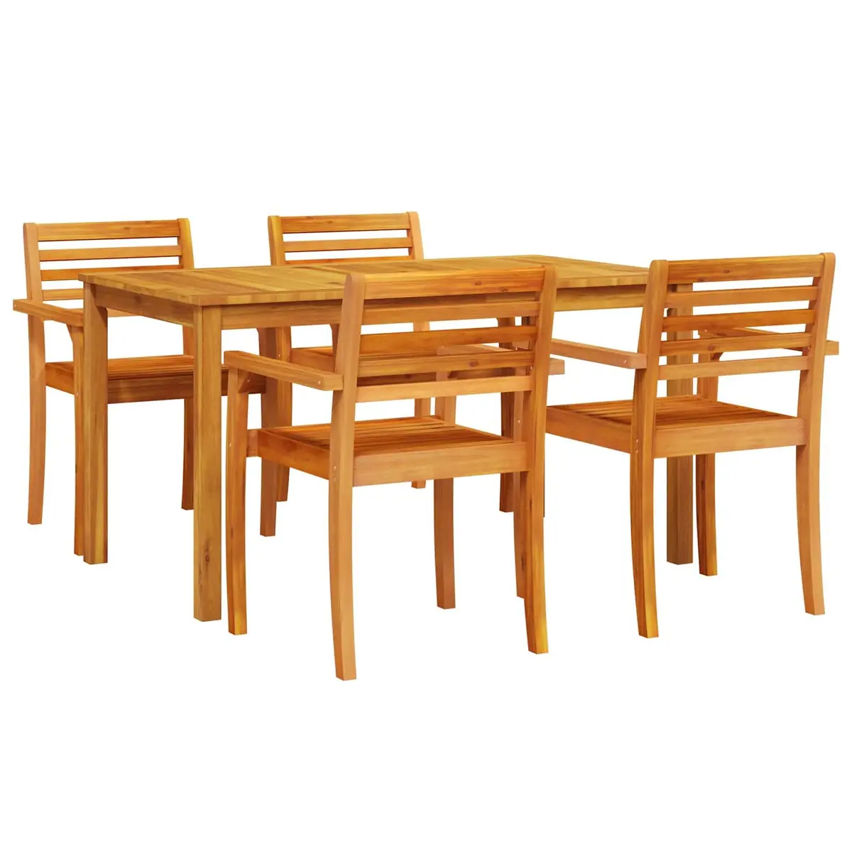 Garden Dining Set Brown 5 Piece Outdoor Patio Acacia Wood Rustic Table Chairs