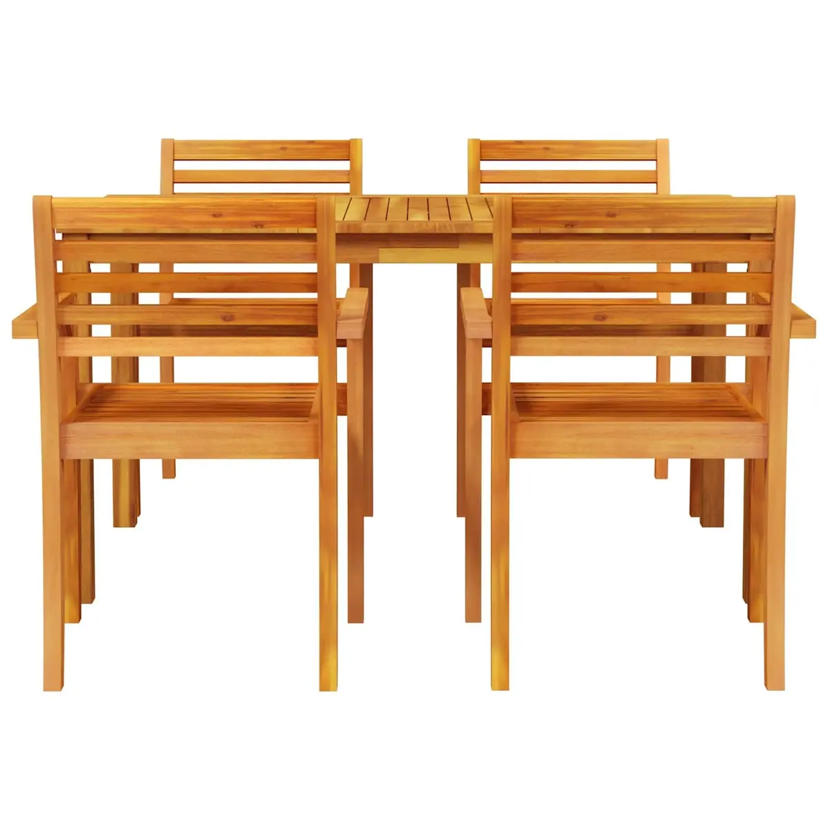 Garden Dining Set Brown 5 Piece Outdoor Patio Acacia Wood Rustic Table Chairs