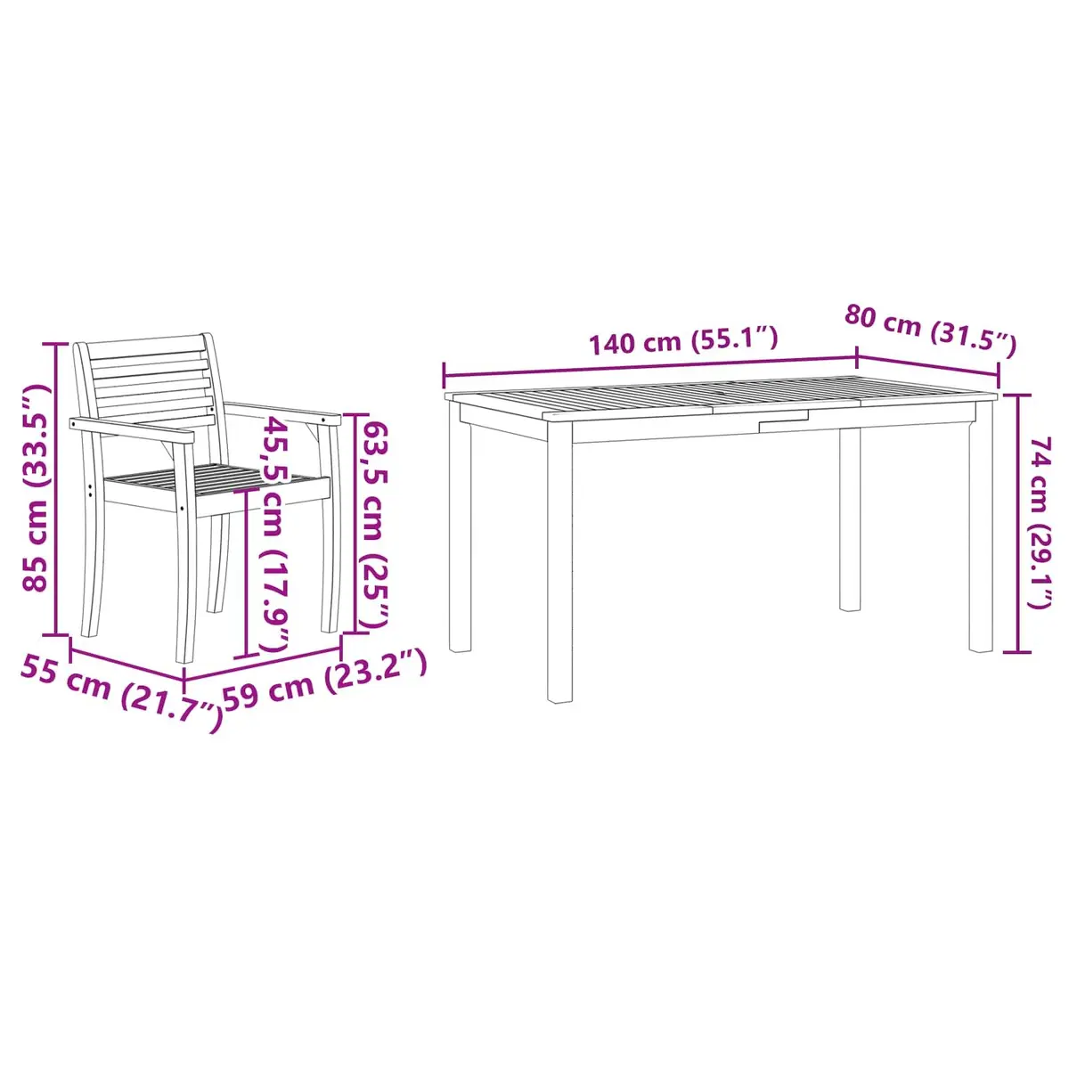 Garden Dining Set Brown 5 Piece Outdoor Patio Acacia Wood Rustic Table Chairs