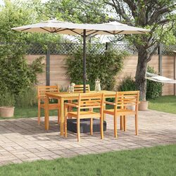 Compact 5-Piece Outdoor Acacia Wood Dining Set