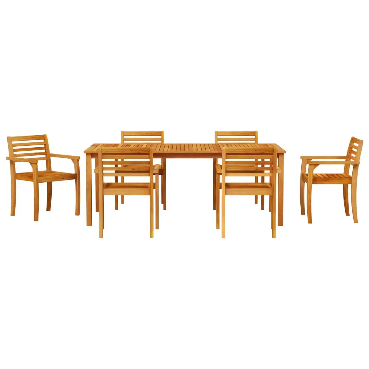 Garden Dining Set Brown 7 Piece Solid Acacia Wood Outdoor Furniture Patio Table