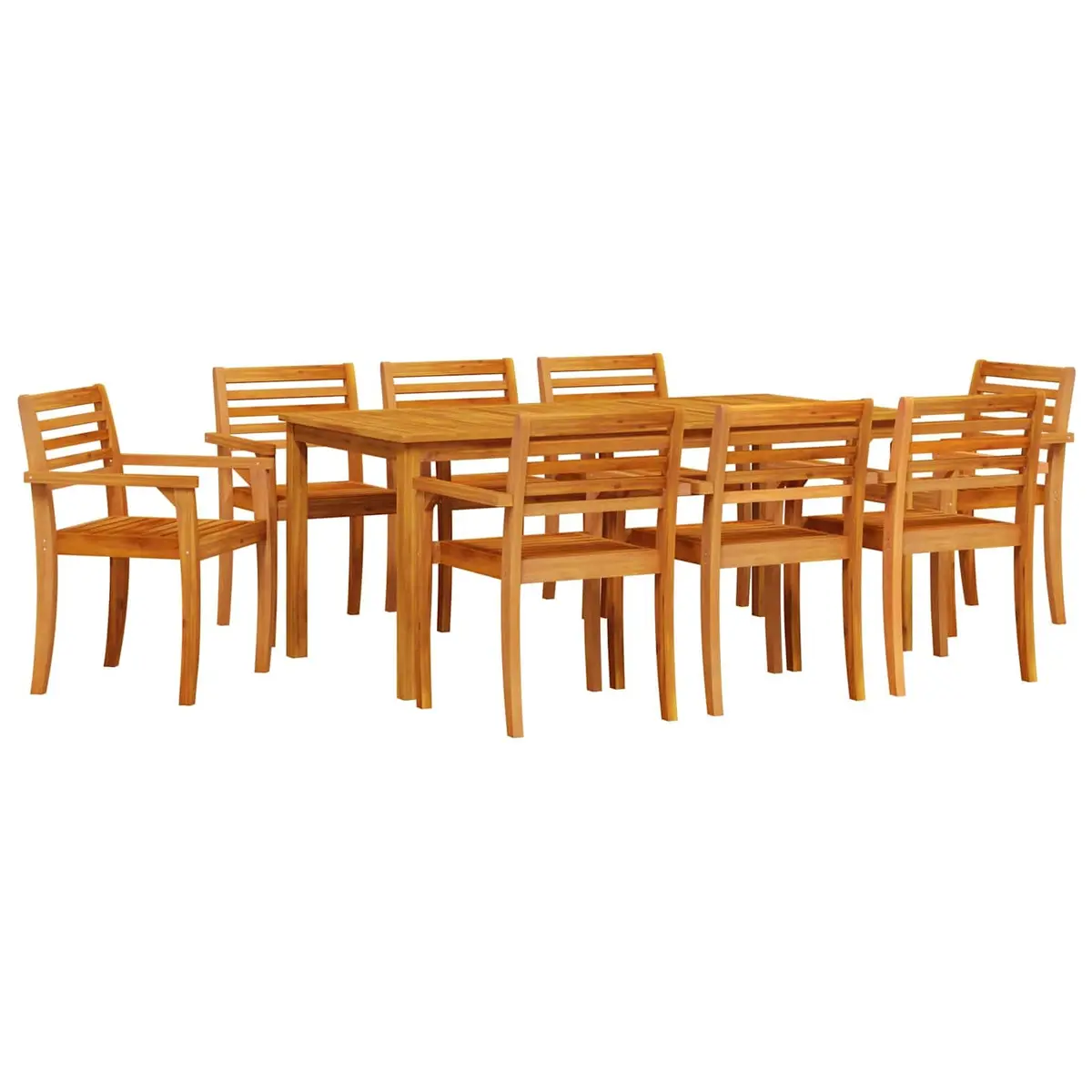 Garden Dining Set 9 Piece Brown Acacia Wood Outdoor Furniture Patio Table Chairs