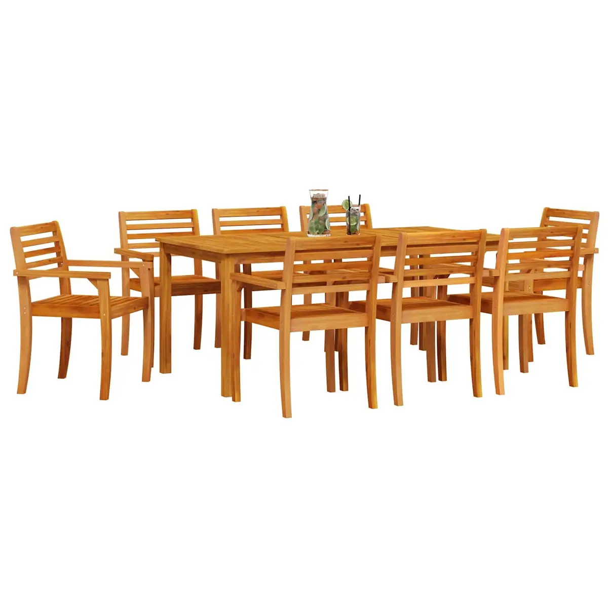 Garden Dining Set 9 Piece Brown Acacia Wood Outdoor Furniture Patio Table Chairs