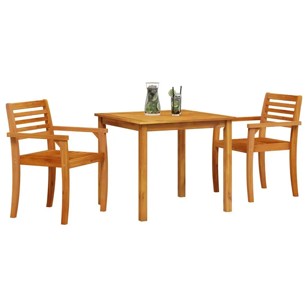 Outdoor Dining Set Brown 3 Piece Acacia Wood Rustic Garden Furniture