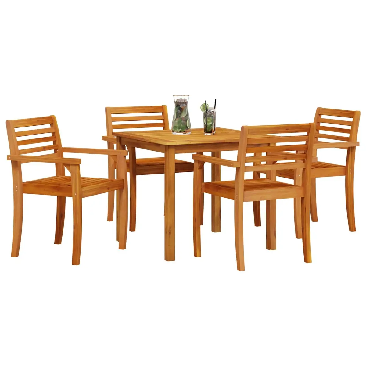Garden Dining Set 5 Pieces Brown Solid Acacia Wood Outdoor Furniture Patio