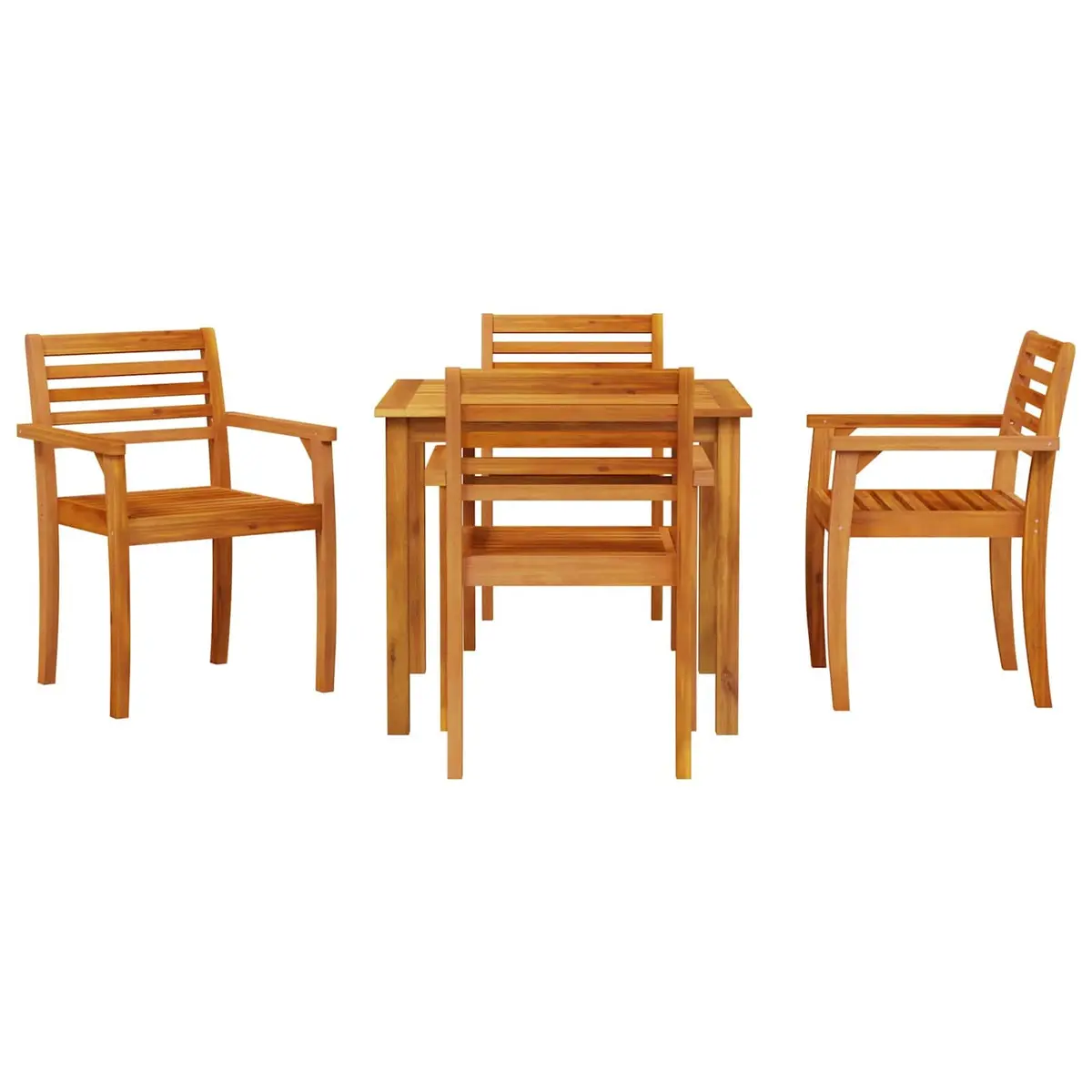 Garden Dining Set 5 Pieces Brown Solid Acacia Wood Outdoor Furniture Patio