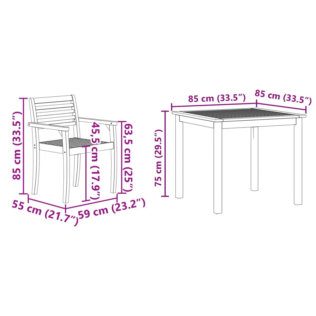 Garden Dining Set 5 Pieces Brown Solid Acacia Wood Outdoor Furniture Patio
