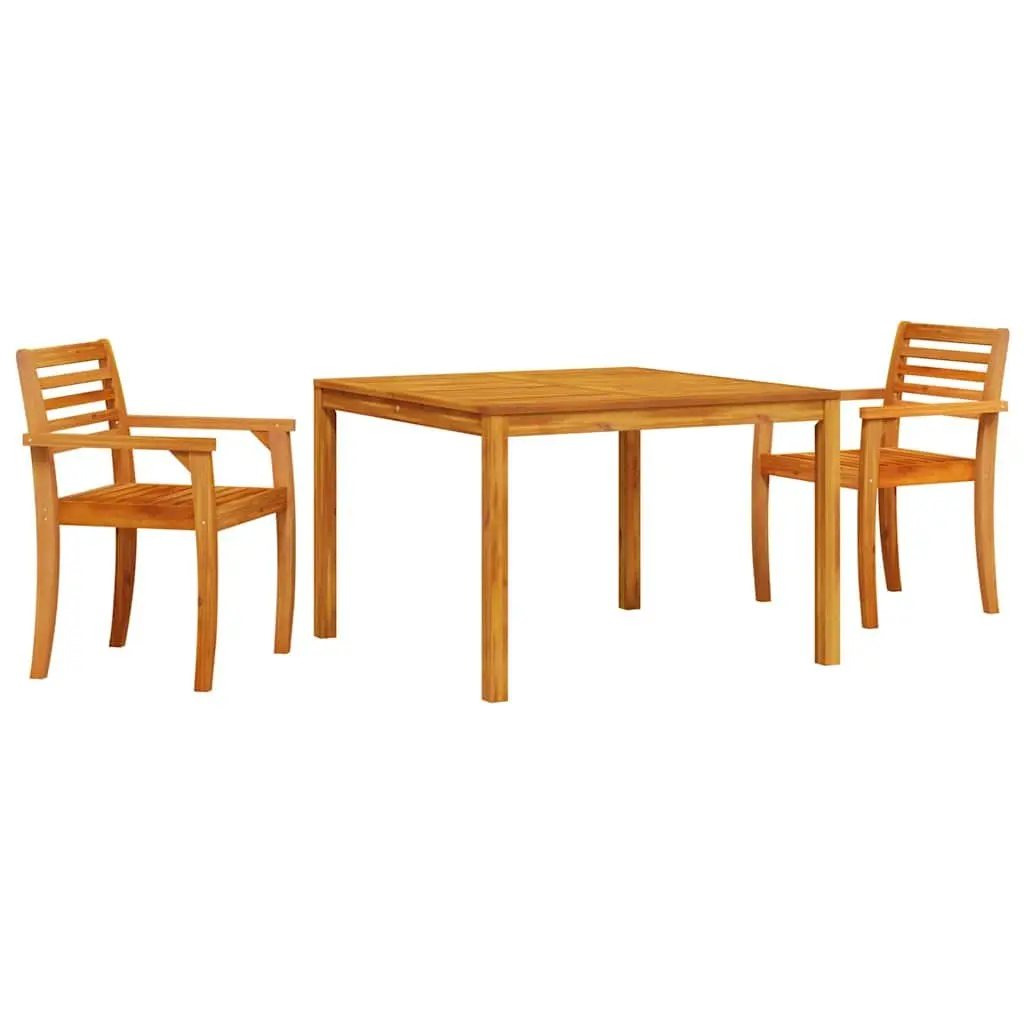 Garden Dining Set 3 Pieces Brown Acacia Wood Outdoor Furniture Patio Table Chair