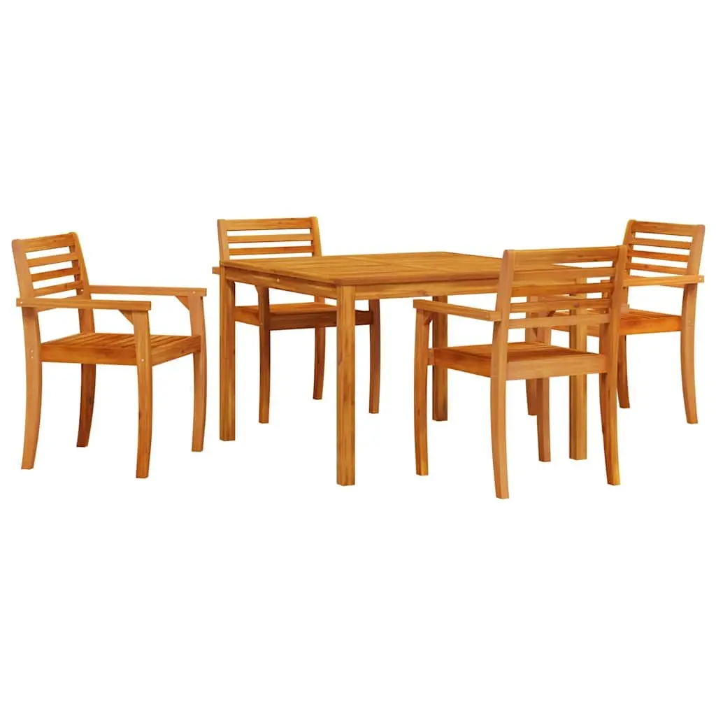 Garden Dining Set Brown 5 Piece Acacia Wood Outdoor Furniture Rustic Style