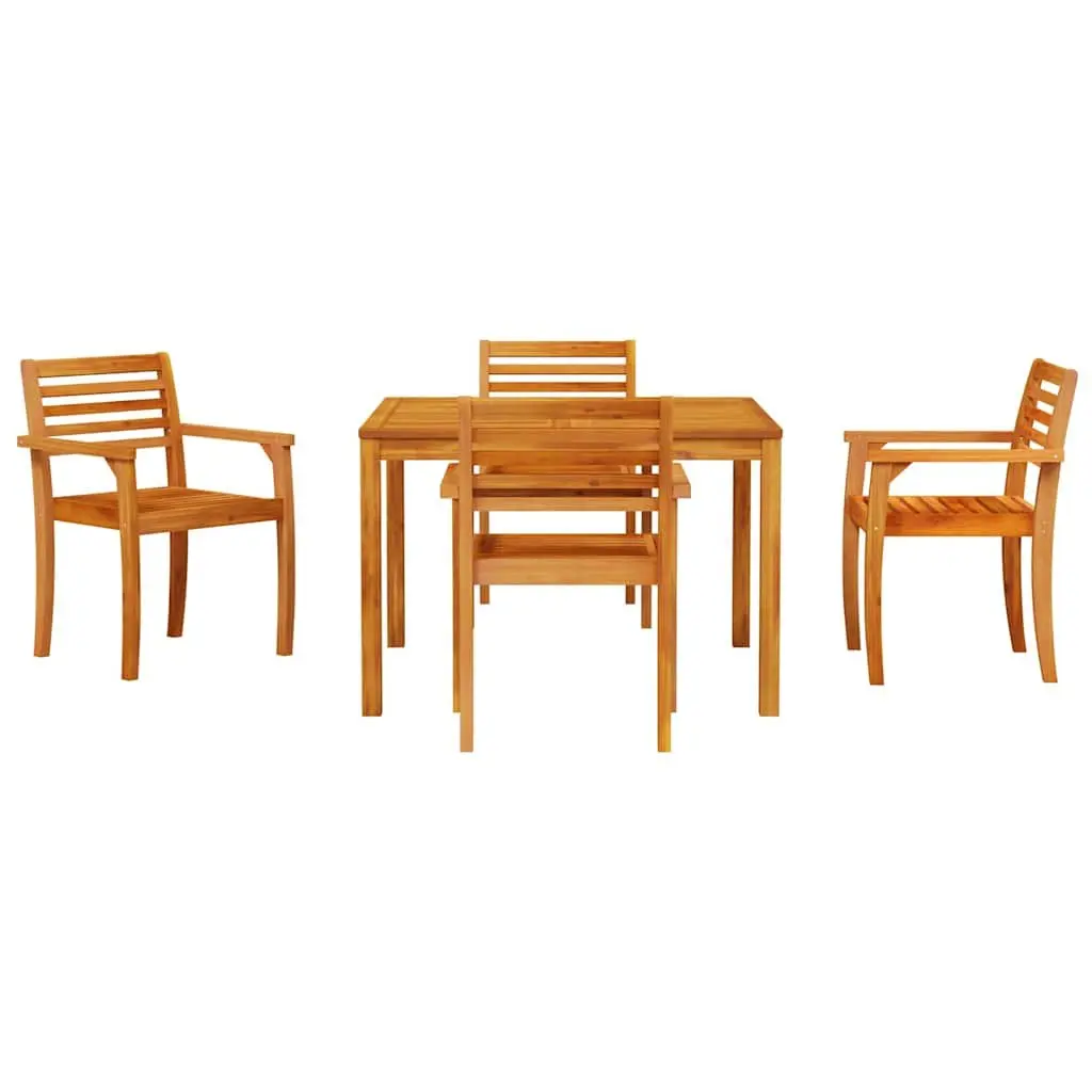 Garden Dining Set Brown 5 Piece Acacia Wood Outdoor Furniture Rustic Style