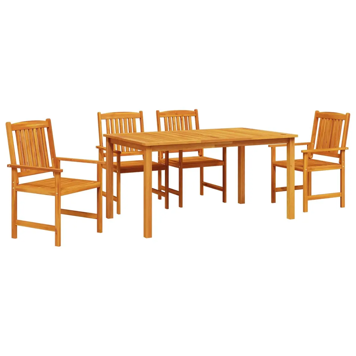 Garden Dining Set Brown 5 Pieces Solid Acacia Wood Outdoor Table Chairs
