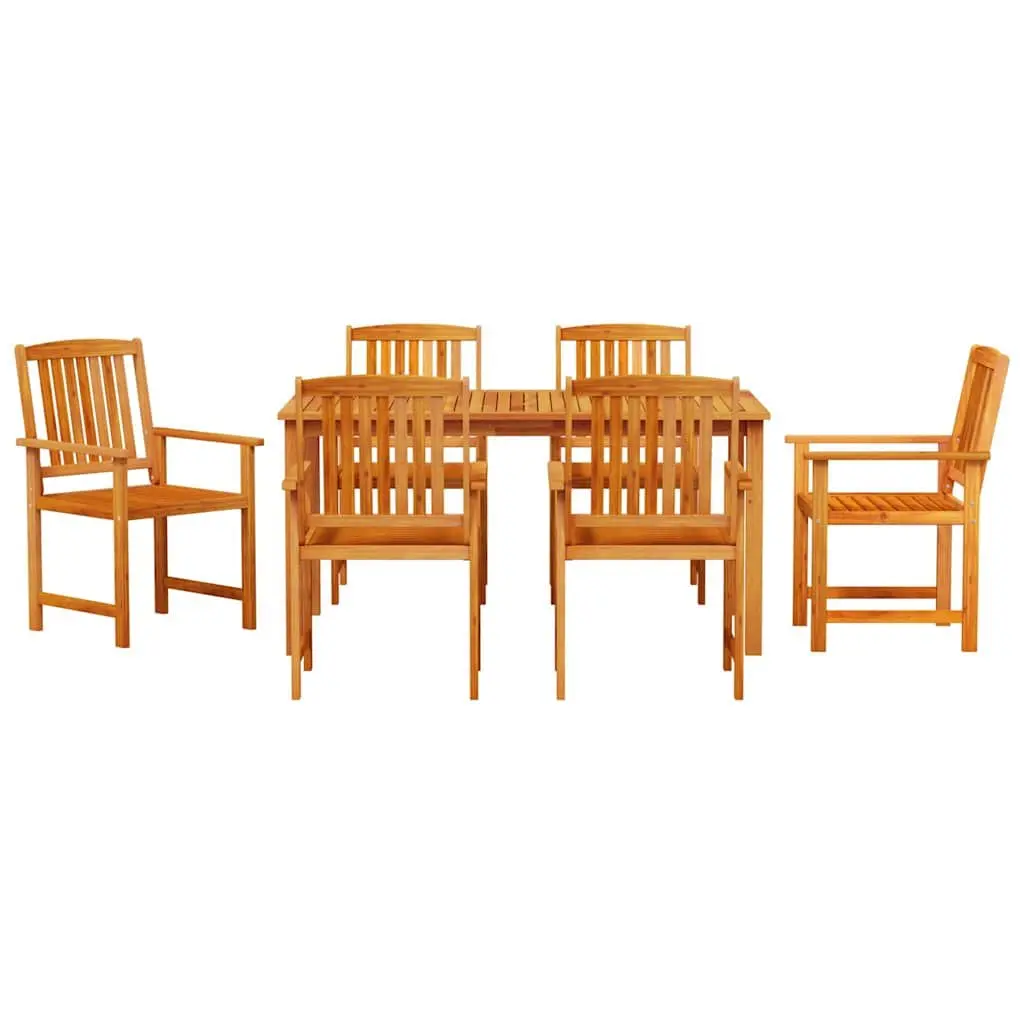 Garden Dining Set 7 Piece Outdoor Furniture Brown Wood Table Chairs Patio