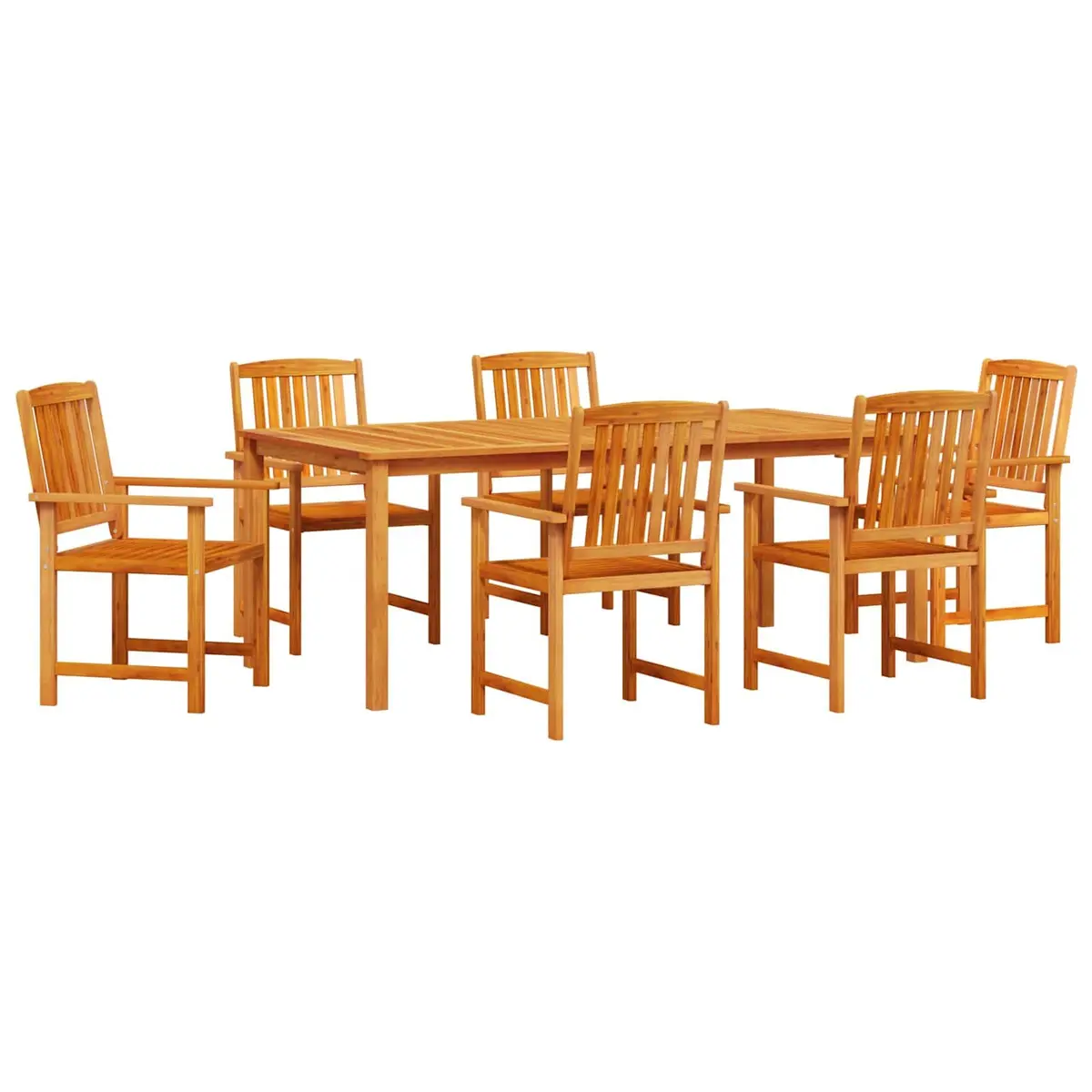 Garden Dining Set 7 Pieces Brown Solid Acacia Wood Outdoor Furniture Patio Table
