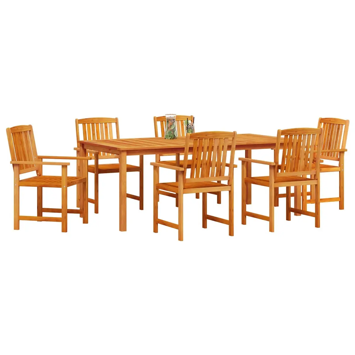 Garden Dining Set 7 Pieces Brown Solid Acacia Wood Outdoor Furniture Patio Table