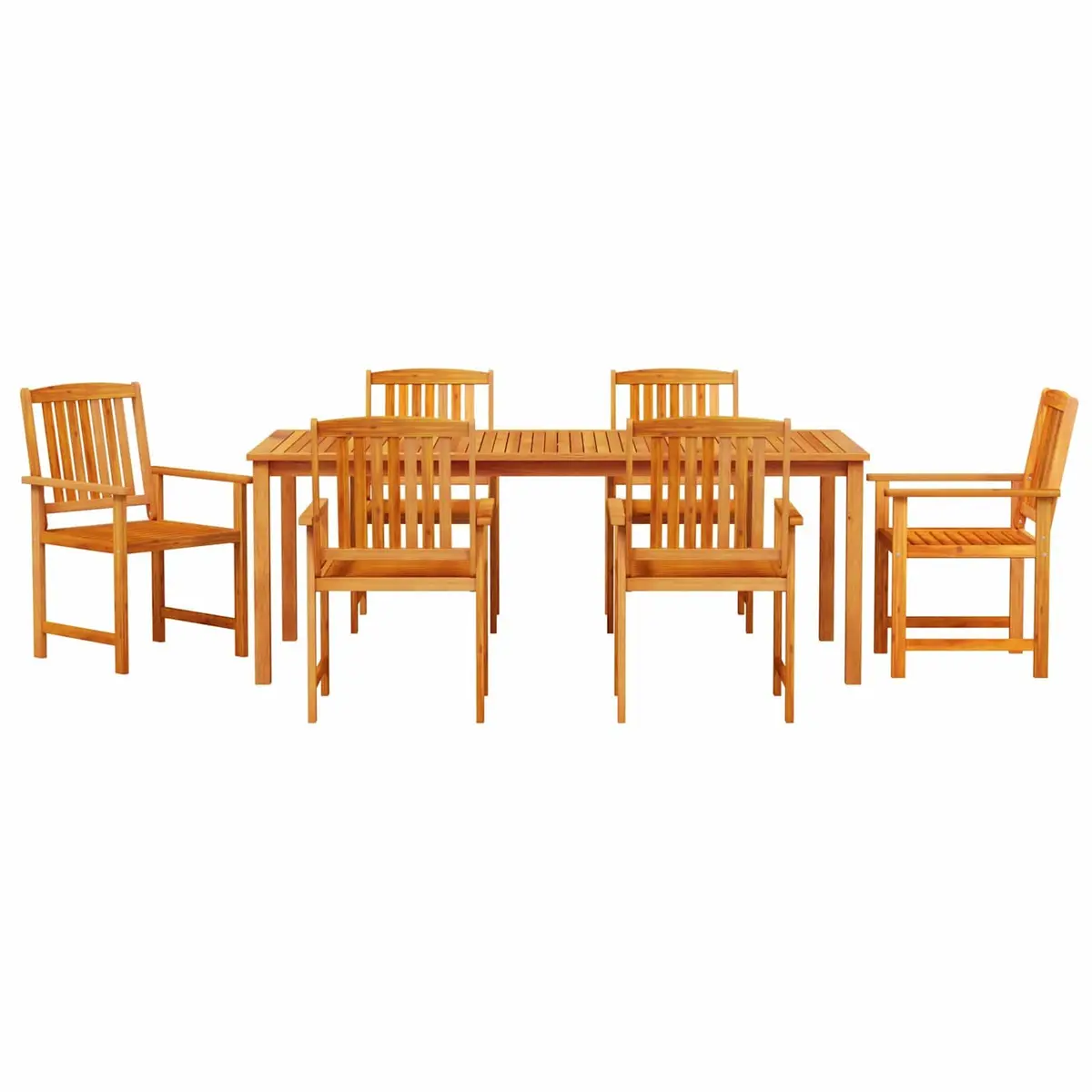 Garden Dining Set 7 Pieces Brown Solid Acacia Wood Outdoor Furniture Patio Table