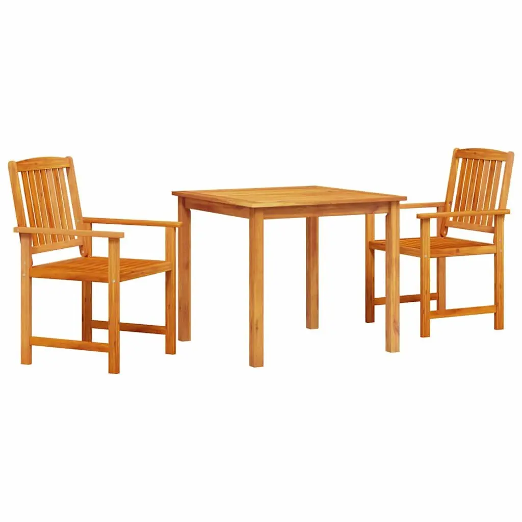 Garden Dining Set 3 Pcs Brown Outdoor Furniture Acacia Wood Table Chairs