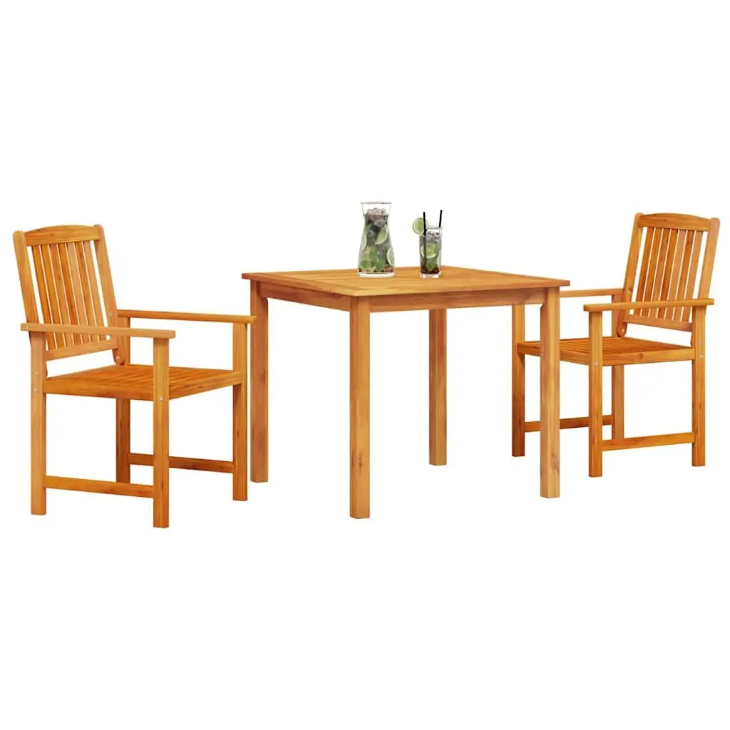 Garden Dining Set 3 Pcs Brown Outdoor Furniture Acacia Wood Table Chairs