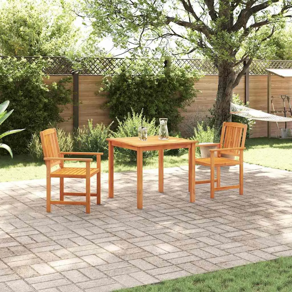 Garden Dining Set 3 Pcs Brown Outdoor Furniture Acacia Wood Table Chairs