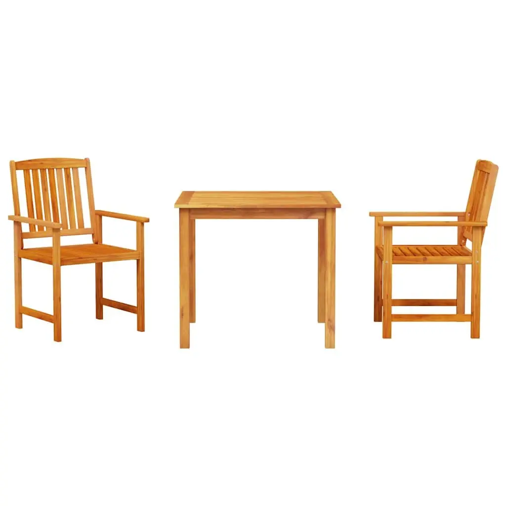 Garden Dining Set 3 Pcs Brown Outdoor Furniture Acacia Wood Table Chairs