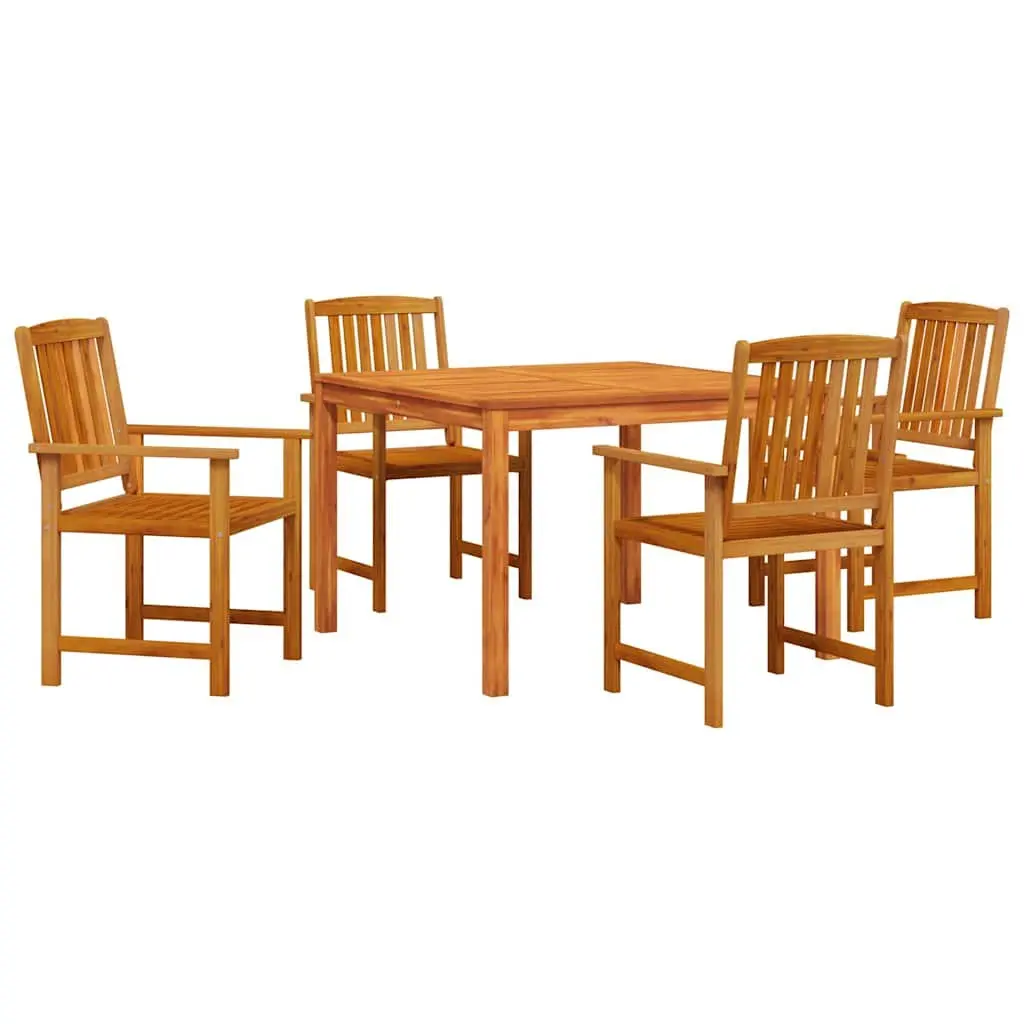 Garden Dining Set Brown 5 Piece Solid Acacia Wood Outdoor Furniture Patio Table