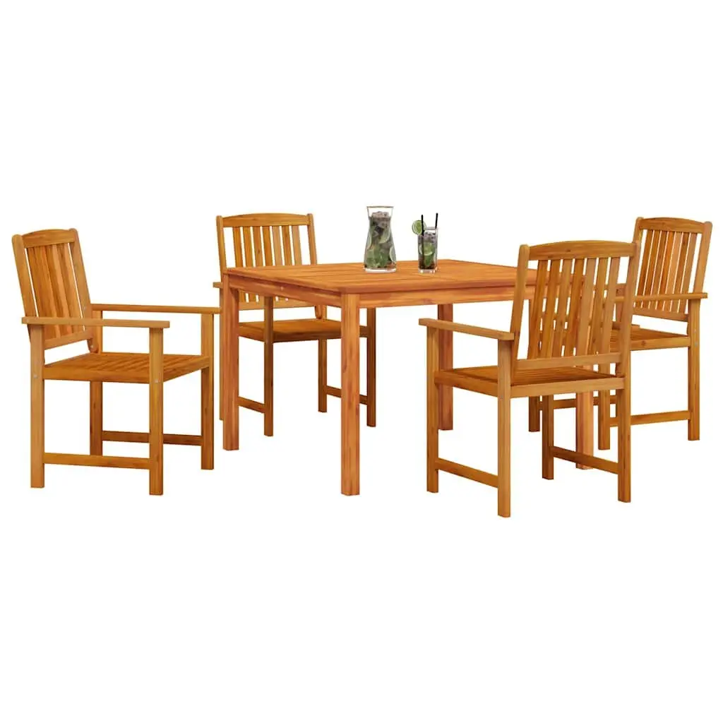 Garden Dining Set Brown 5 Piece Solid Acacia Wood Outdoor Furniture Patio Table