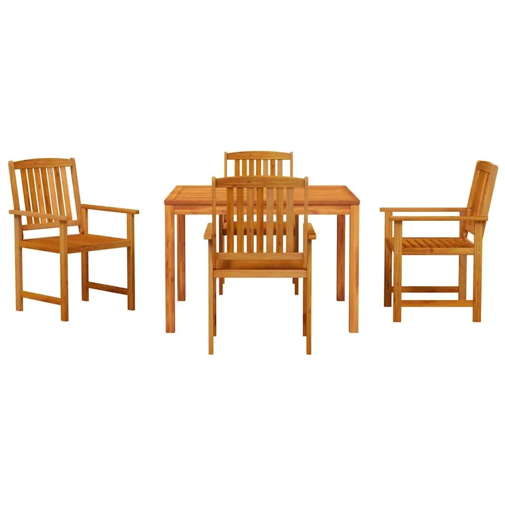 Garden Dining Set Brown 5 Piece Solid Acacia Wood Outdoor Furniture Patio Table