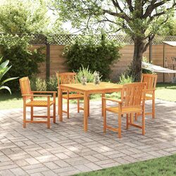 Compact 5-Piece Brown Acacia Outdoor Dining Set