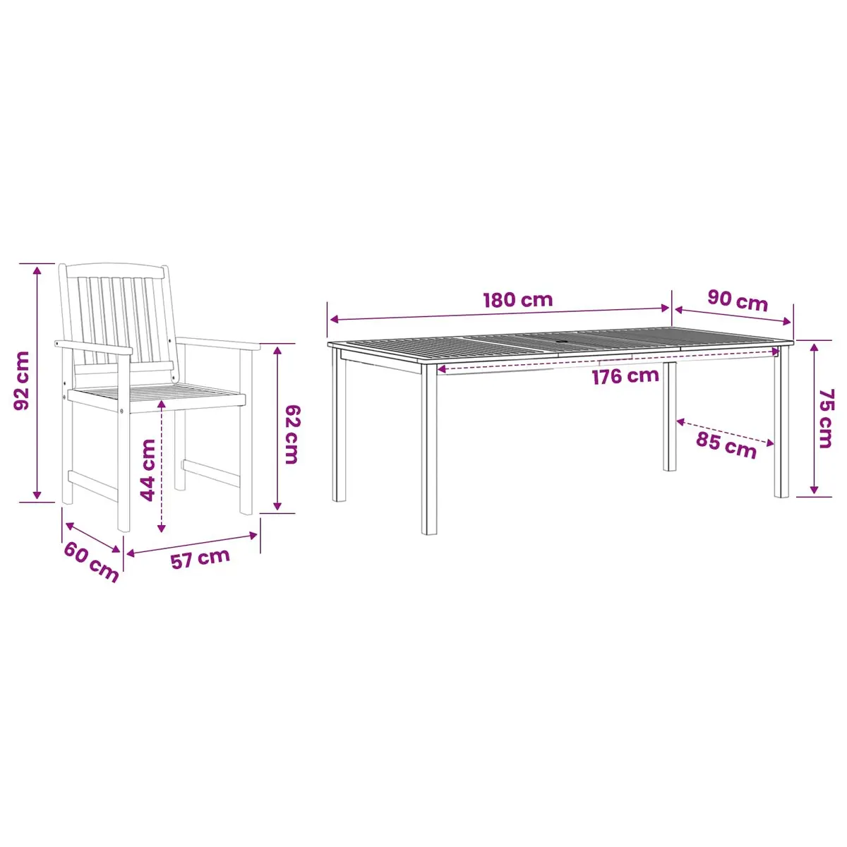 Garden Dining Set 9 Piece Outdoor Furniture Brown Solid Acacia Wood Patio