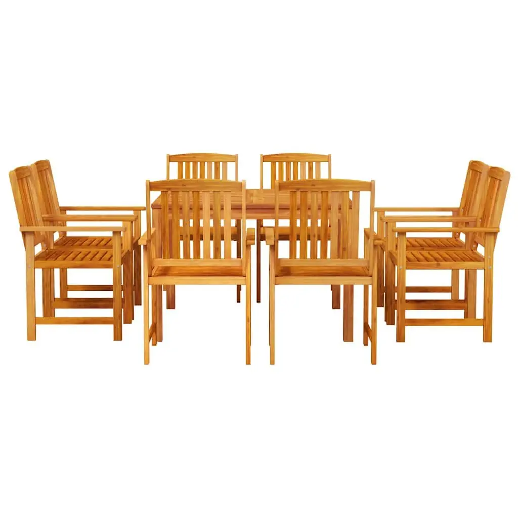 Garden Dining Set 9 Piece Outdoor Furniture Brown Solid Acacia Wood Patio