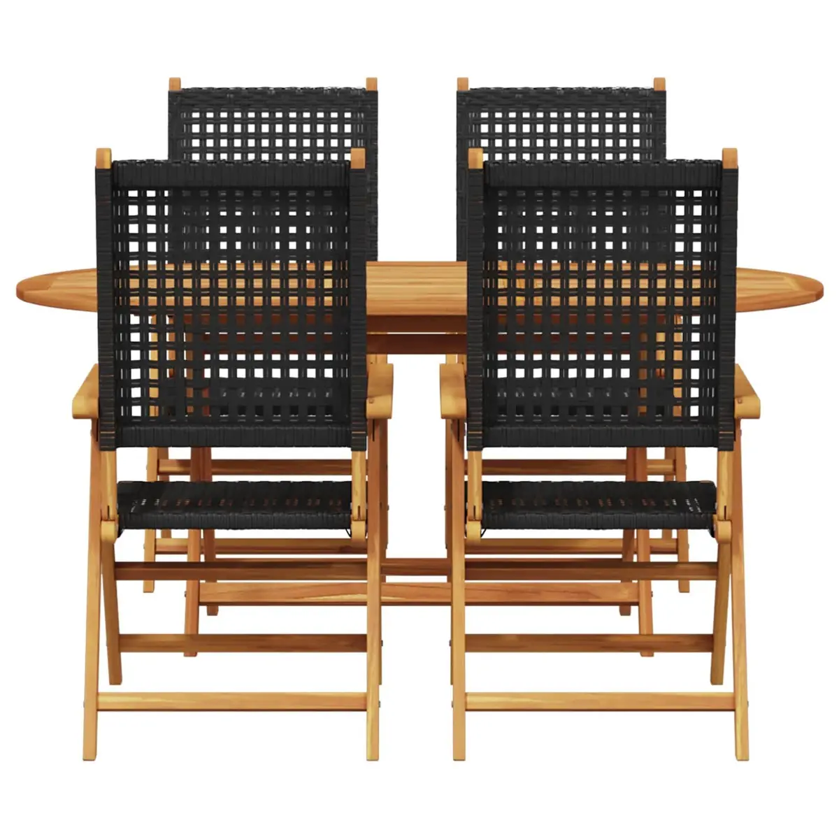Garden Dining Set 5 Piece Folding Outdoor Furniture Black Acacia Wood Patio