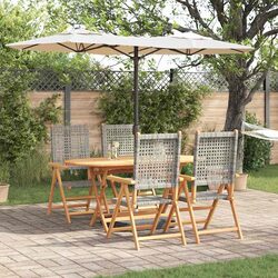 Garden Dining Set Folding 5 Piece Outdoor Furniture Acacia Wood Grey