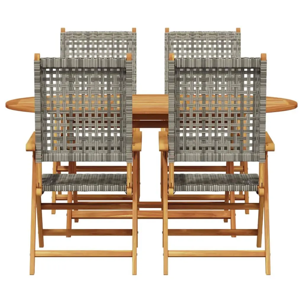 Garden Dining Set Folding 5 Piece Outdoor Furniture Acacia Wood Grey