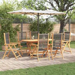 7 Piece Outdoor Acacia Dining Set: Table and Chairs Grey
