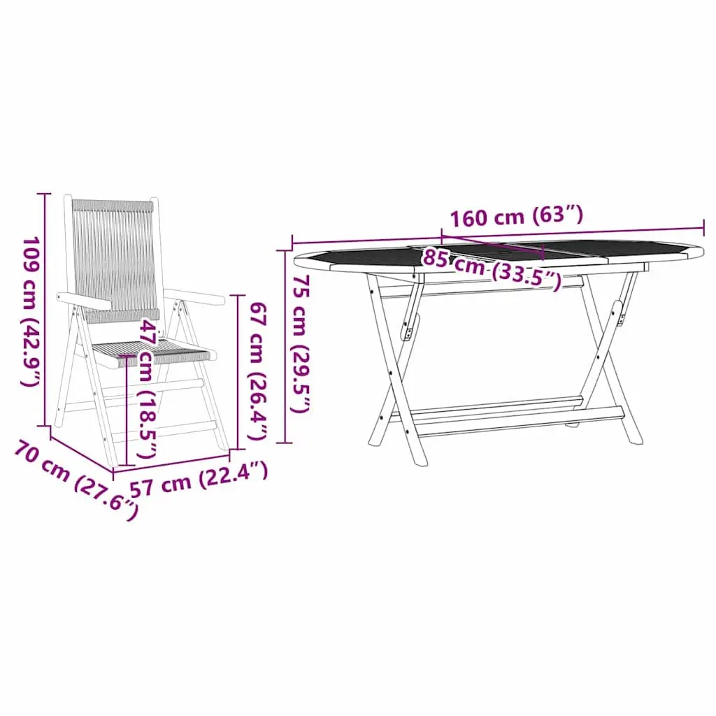 Garden Dining Set Grey 7 Piece Folding Outdoor Furniture Acacia Wood