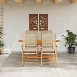 5-Piece Folding Garden Dining Set in Solid Acacia Wood