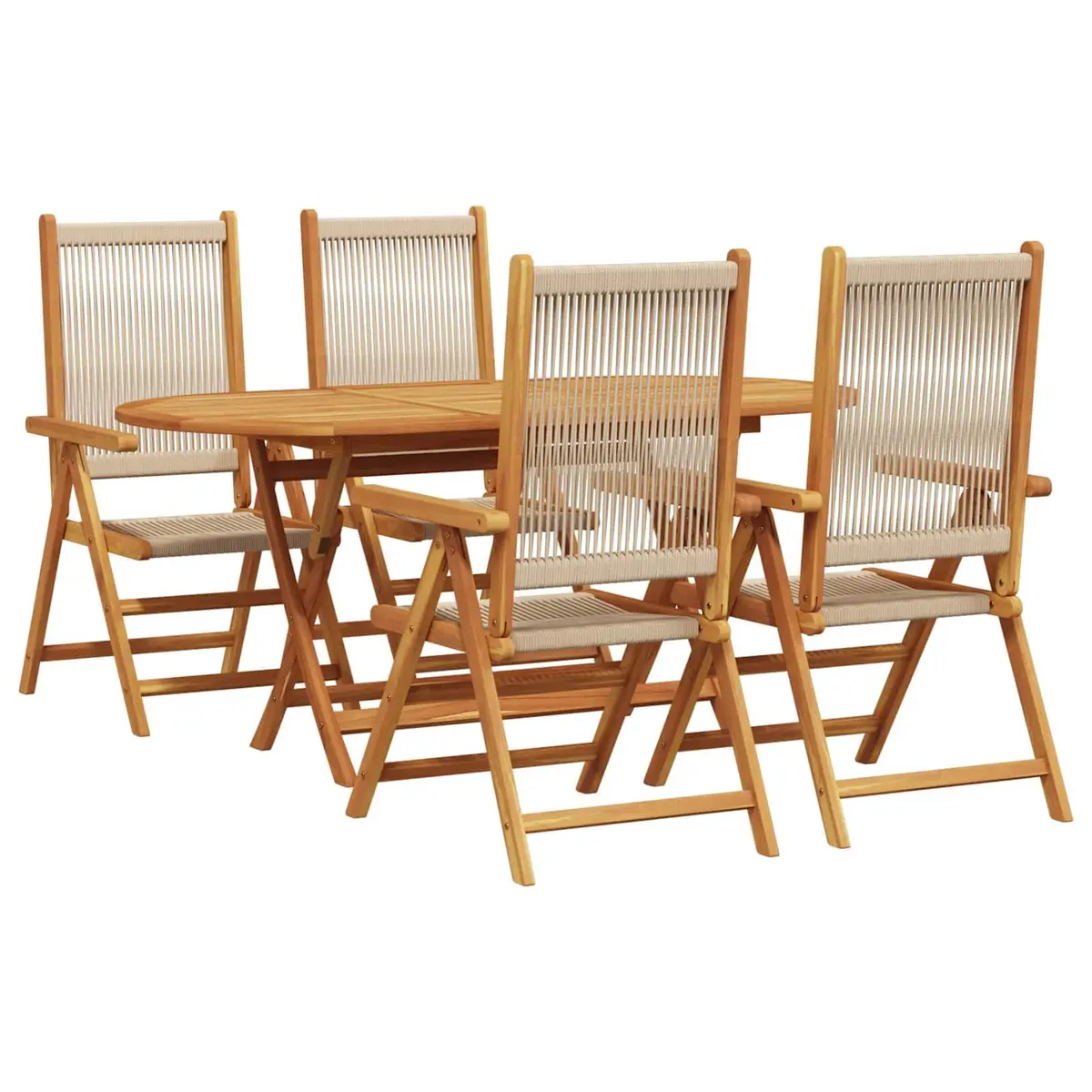 5-Piece Folding Garden Dining Set in Solid Acacia Wood