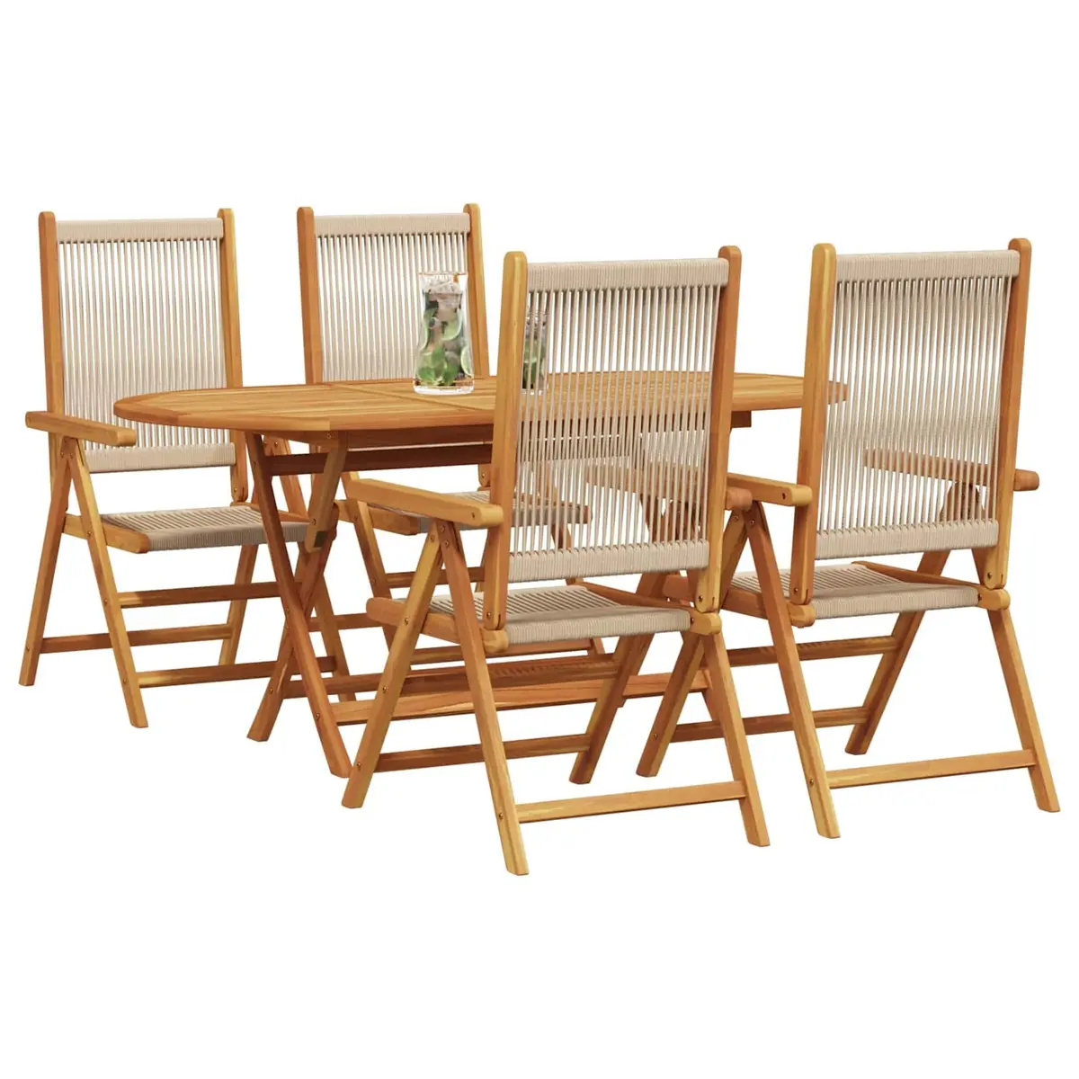 5-Piece Folding Garden Dining Set in Solid Acacia Wood