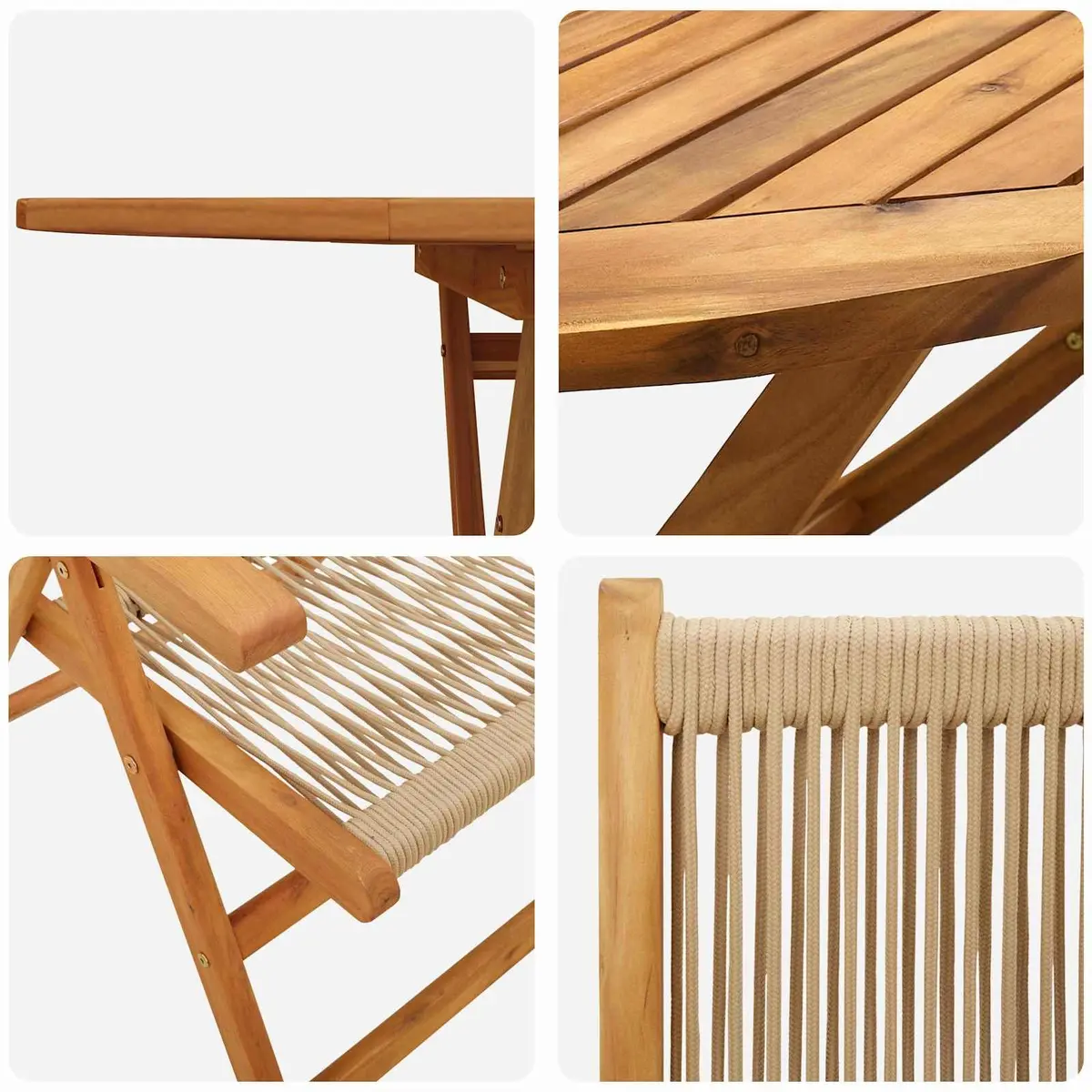 5-Piece Folding Garden Dining Set in Solid Acacia Wood