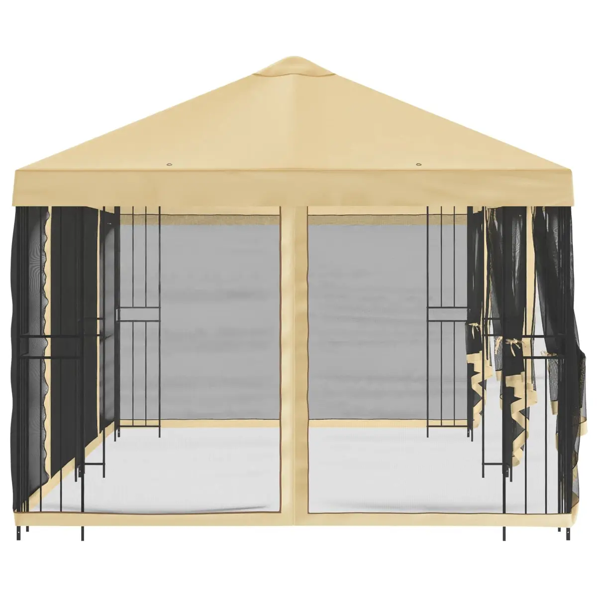 Gazebo Cream 6 x 3 m Outdoor Garden Canopy with Mesh Sidewalls for Ventilation and Privacy