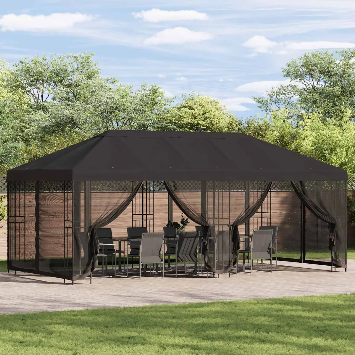 Garden Gazebo Anthracite 6x3m Mesh Sidewalls Outdoor Canopy