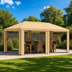 Garden Gazebo 6x3m Outdoor Canopy Shade Shelter Cream Polyester Steel Frame