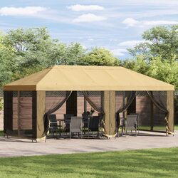 Garden Gazebo 6x3m Outdoor Canopy Cream Mesh Sidewalls Patio Shelter Structure