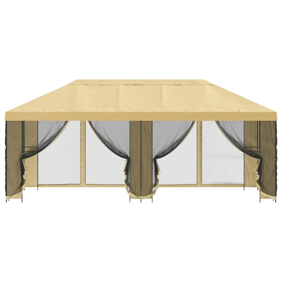 Garden Gazebo 6x3m Outdoor Canopy Cream Mesh Sidewalls Patio Shelter Structure